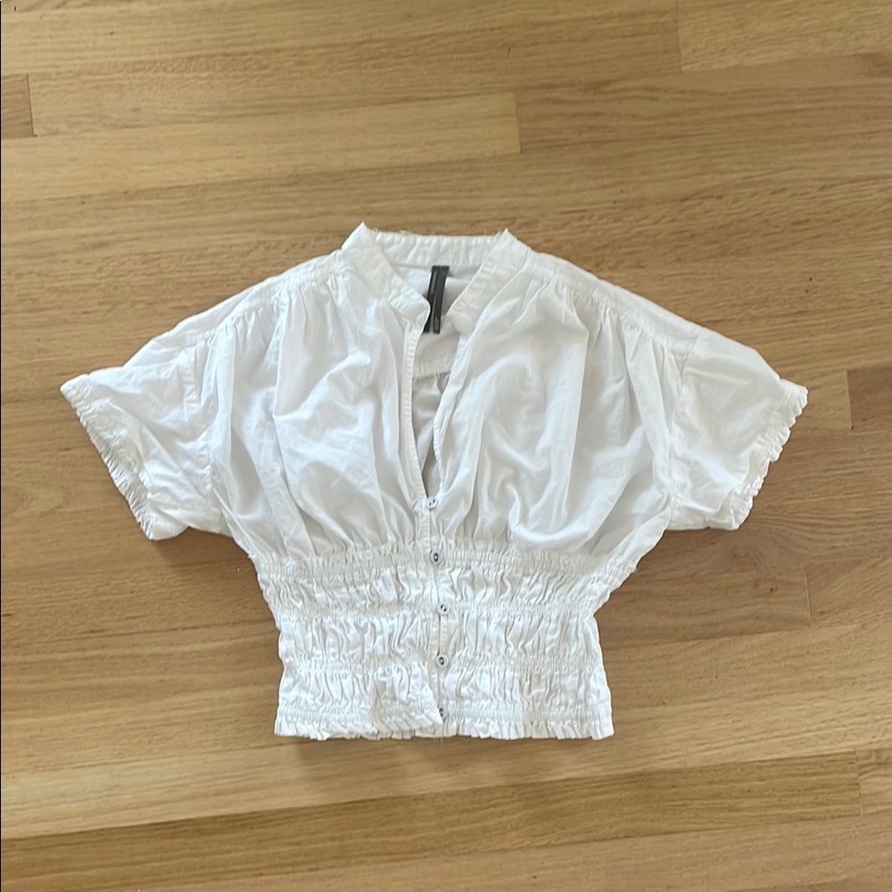 Anthropology short sleeve ruffle top